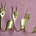 Silver Peace x Fork you x Rock on Special salad fork collector set 3 silverware coat hooks