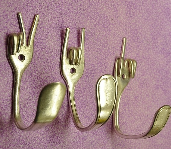 Peace x Fork You x Rock On Special Collector set 3 Silverware Coat Hooks