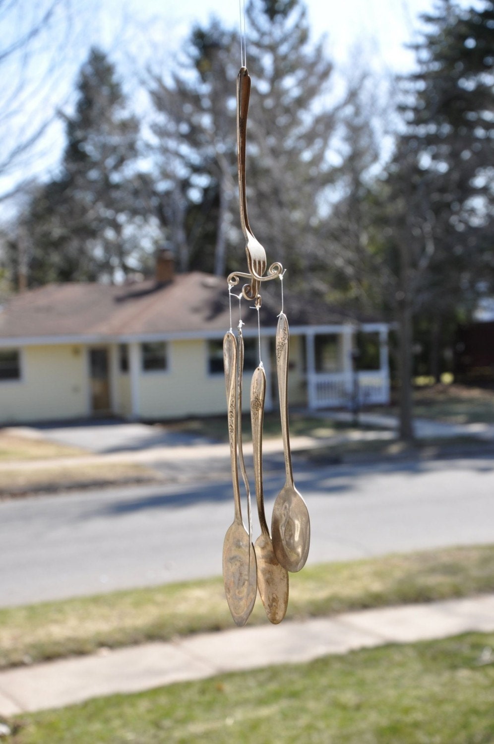 Inspirational Silver Spoons and Fork Wind Chime by jjevensen