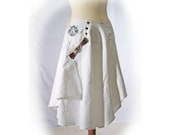 SALE White Linen Skirt Handmade Art to Wear Summer Angel