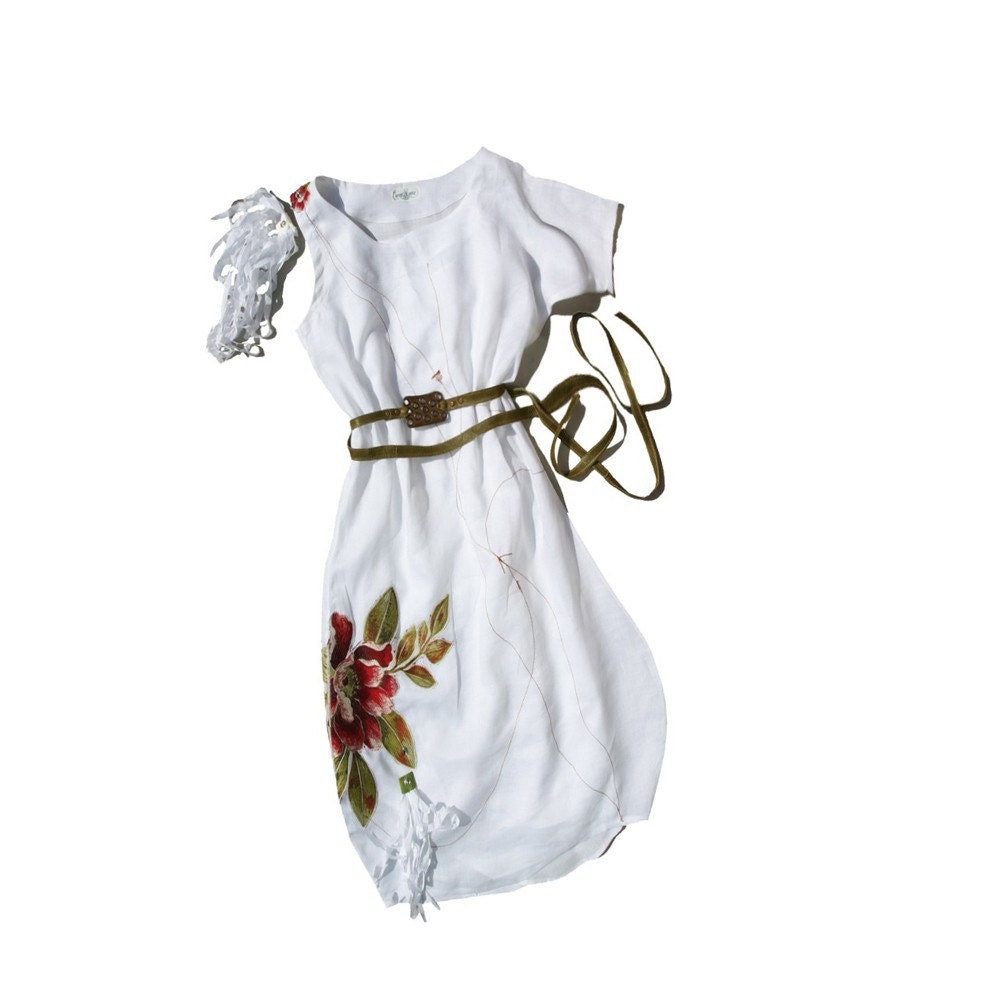 SALE Linen Rose Dress - made to order - Summer - Breezy - romantic - garden -