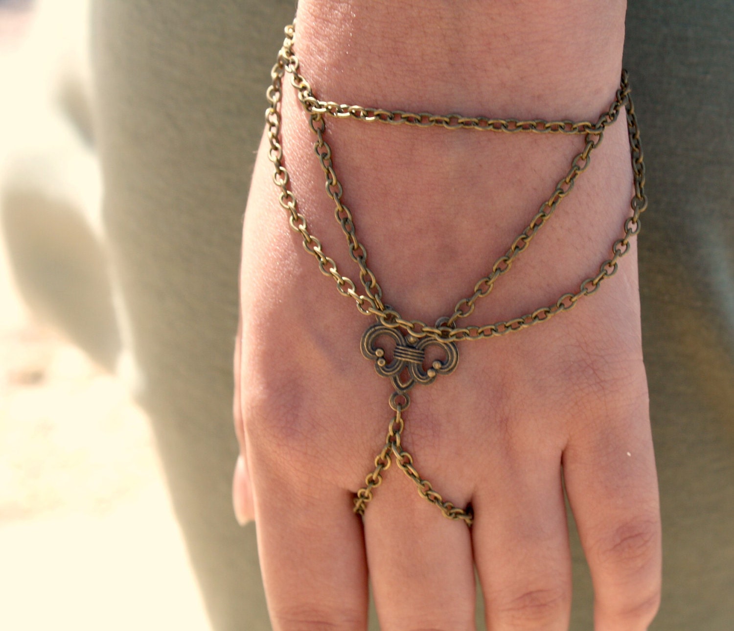 Slave Bracelet Hand Bracelet Piece Hipster Bronze Chain Bohemian Centerpiece Hand Jewelry Drape