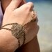 Slave Bracelet Hand Bracelet Piece Hipster Bronze Chain Bohemian Circle Floral Eclectic Hippie Hand Jewelry