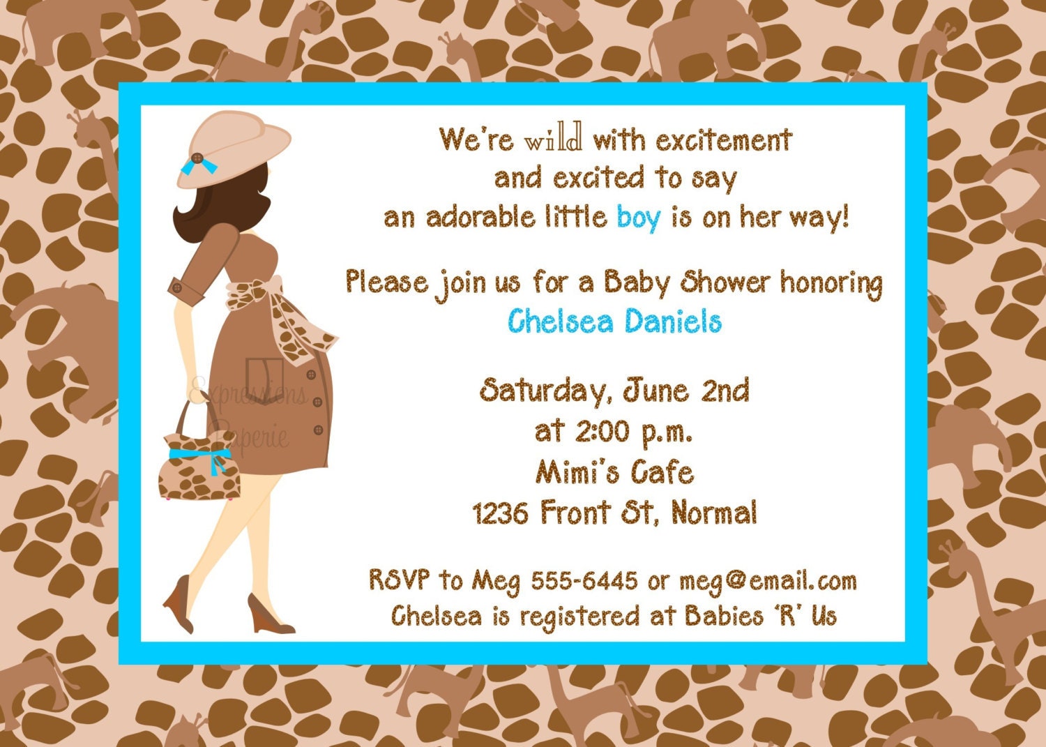 Blue Safari Mommy to Be Baby Shower Invitations Il_170x135
