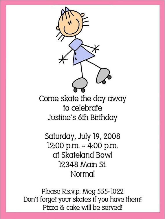 Roller Skating Girl Birthday Party Invitations Il_570xn