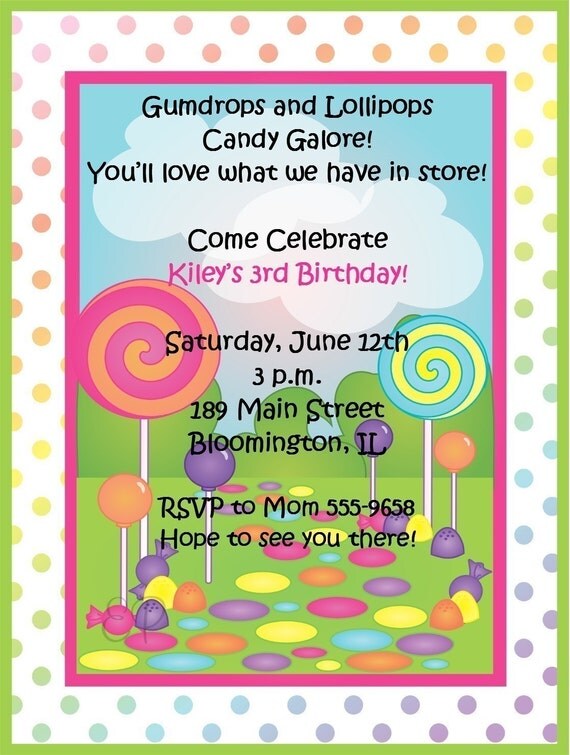 Candyland Birthday Party Invitations Il_570xn