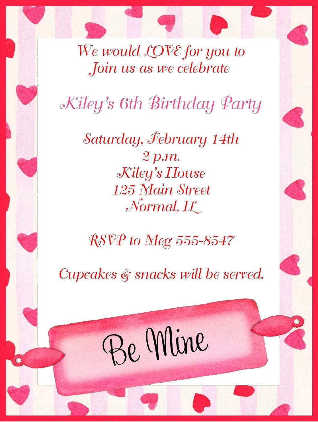 Be Mine, Birthday Valentines Day Party Invitations Il_570xn
