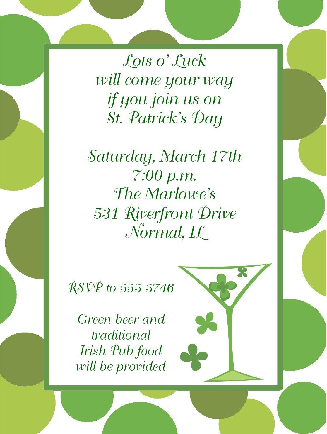 Green Martini St Patricks Day Invitations Il_570xn