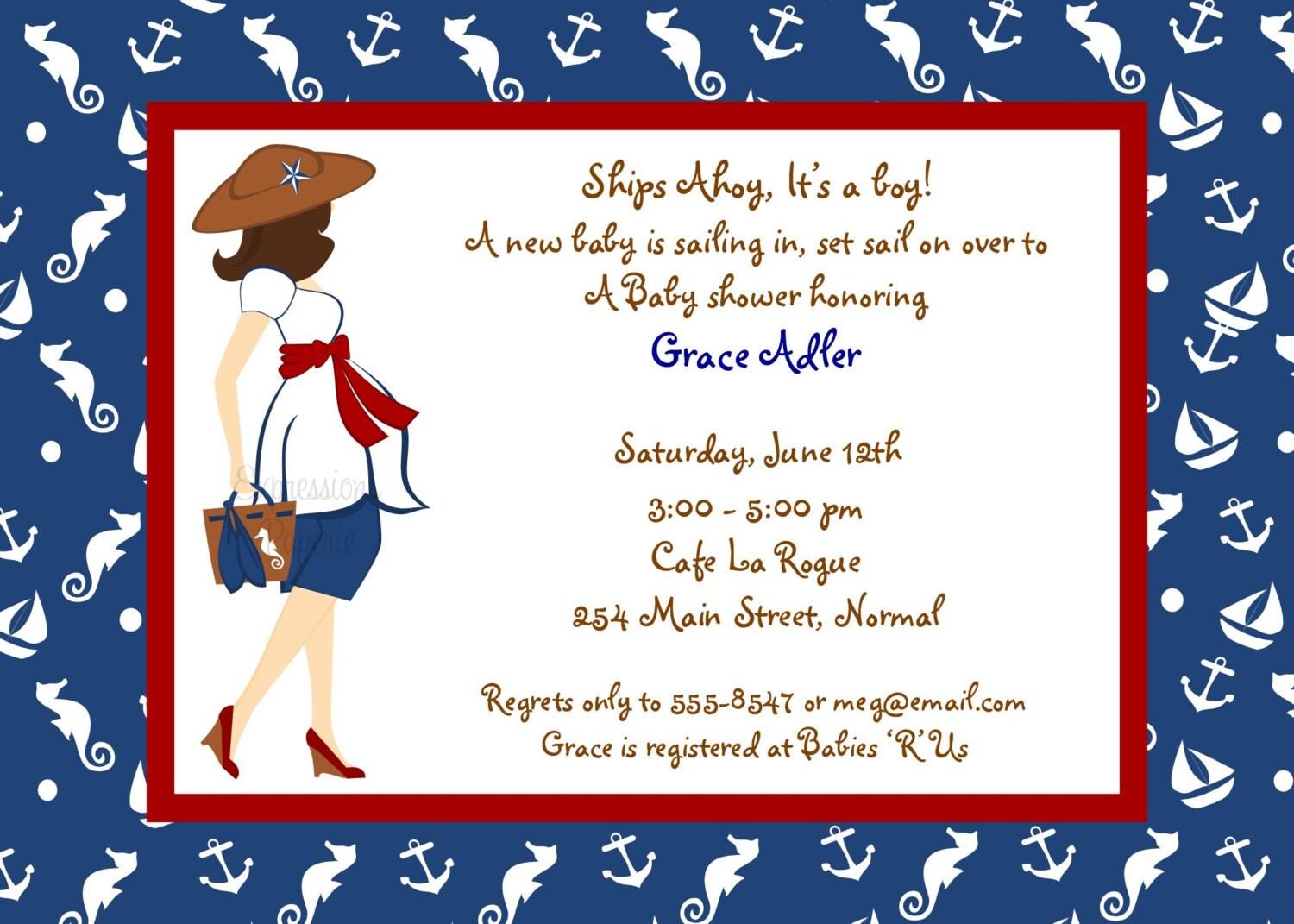 Blue Nautical Mommy to Be Baby Shower Invitations Il_570xn