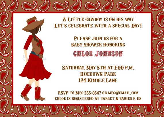 Red Cowboy Mommy to Be Baby Shower Invitations Il_570xn