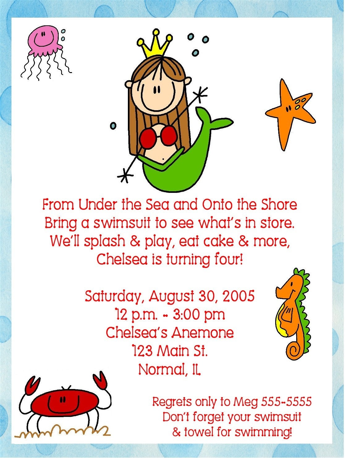 Mermaid, Under the Sea, Birthday Party Invitations Il_570xn