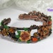 Vintage Bracelet Cuff Copper floral rhinestone