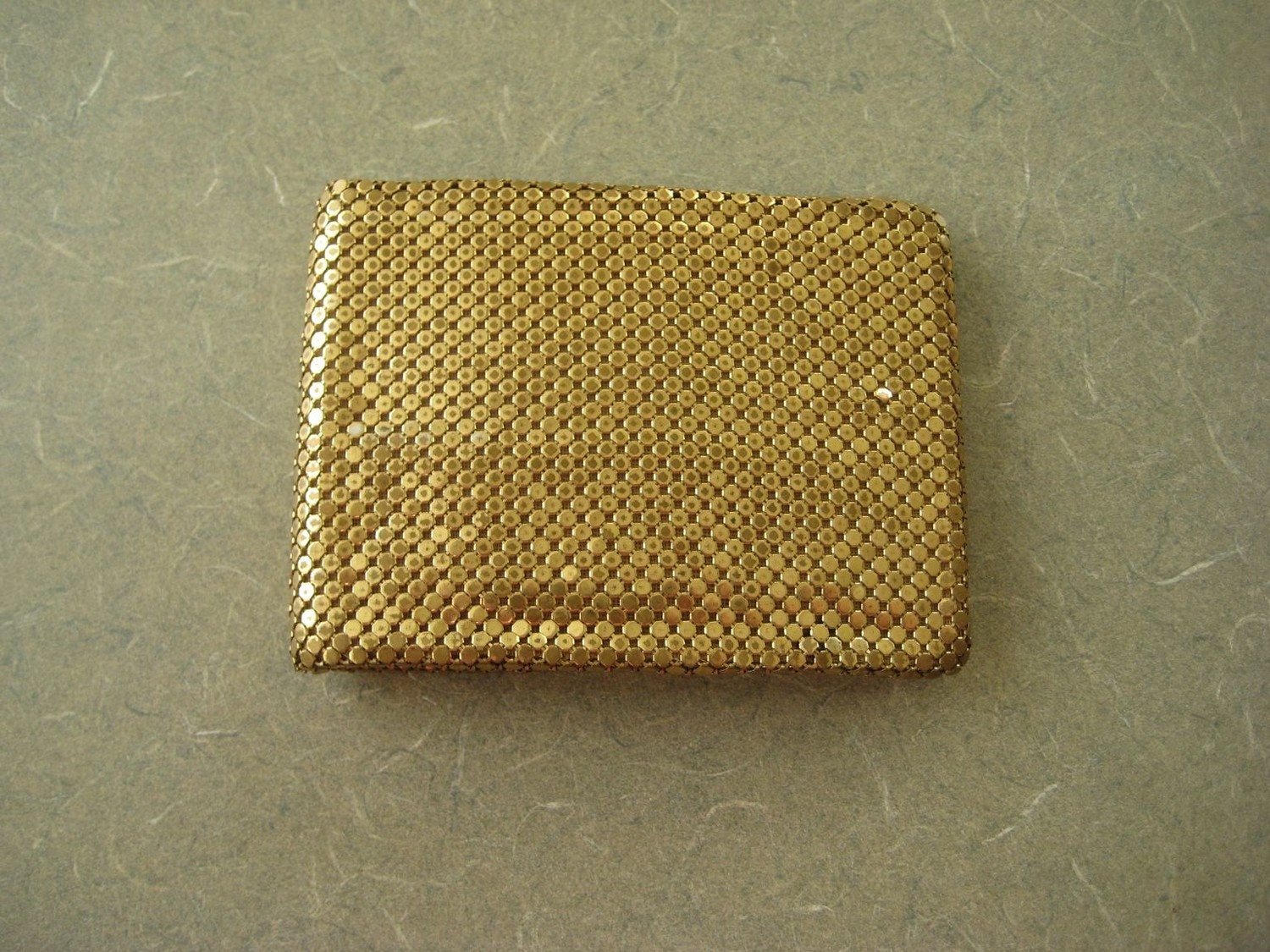 Vintage Gold Wallet, Metallic Mesh Gold Links, Gold Accessory