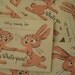 Vintage Name Tags, Party Novelty Nametags, Pink Rabbits, Bunny Paper Name Tags