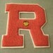 Vintage Letter, Basketball Team Letter, Fabric Red Letter R, Jacket Letter, Red Wool R