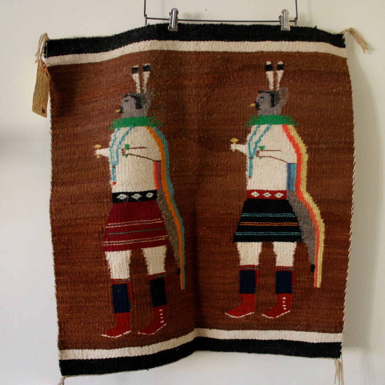 Reserved listing for jason handwoven Navajo rug Rainbow Dancers lovely piece of work includes original tag
