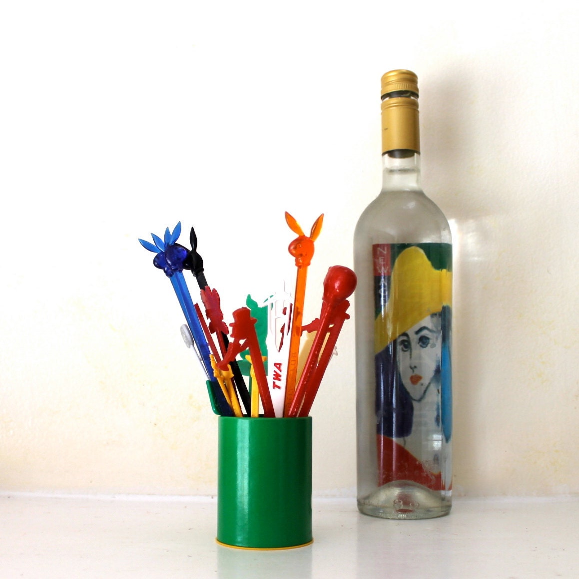 Vintage instant collection of Stir Sticks colorful and fun for your retro bar
