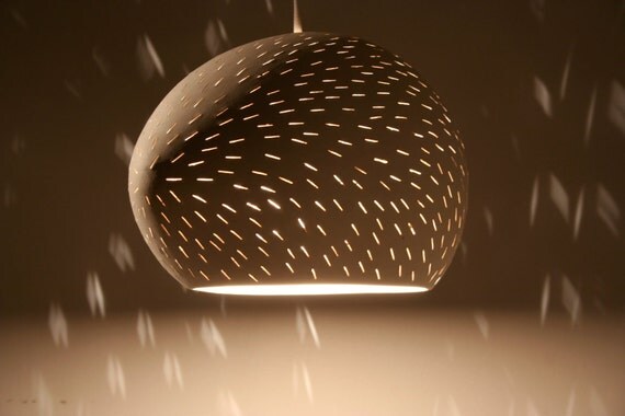 Pendant Lamp: 7.5" Claylight , A-Symmetrical Line Pattern