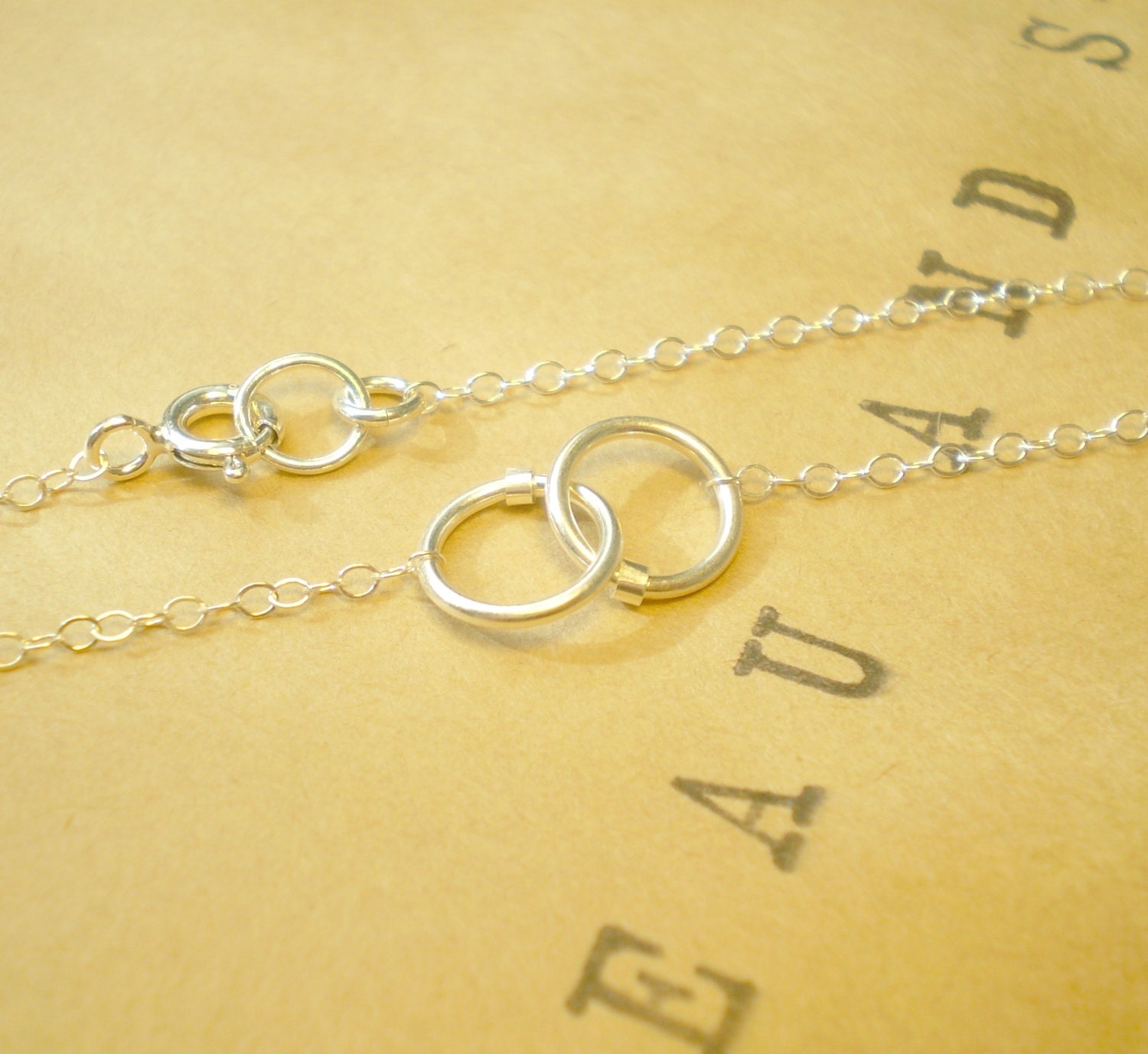 Tiny Silver Links Bracelet - Two Small Interlocking Sterling Silver Links on Delicate Sterling Silver Chain