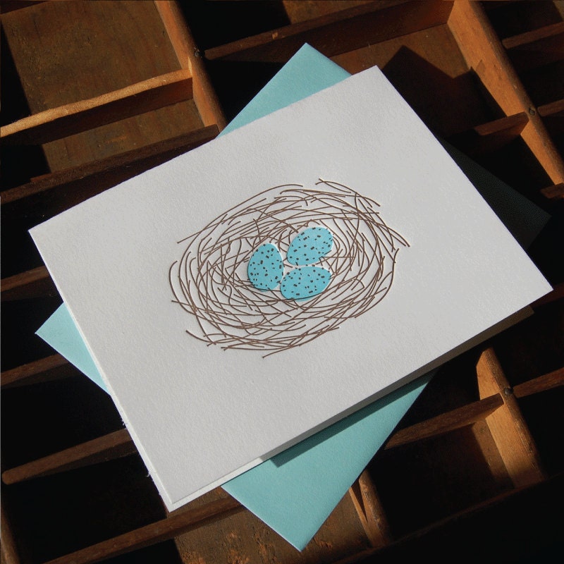 Nest, blank, letterpress, Set of 6