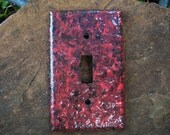 Red and Black Swirled Molted Handpainted Light Switch Plate Cover Single toggle (STANDARD SIZE) OOAK