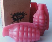 Soap - Hand Grenade Bomb Soap - Scented Bubblegum - Glycerin Soap - Gift for Her  -  Pink - Made to order