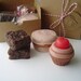 Soap - Sweet Treat Soap Gift Set - Caramel French Macaron , Chocolate covered cherry mini cupcake and chocolate brownie bites soaps