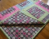 Brights and Black Windowpane Lap Quilt 36 x62
