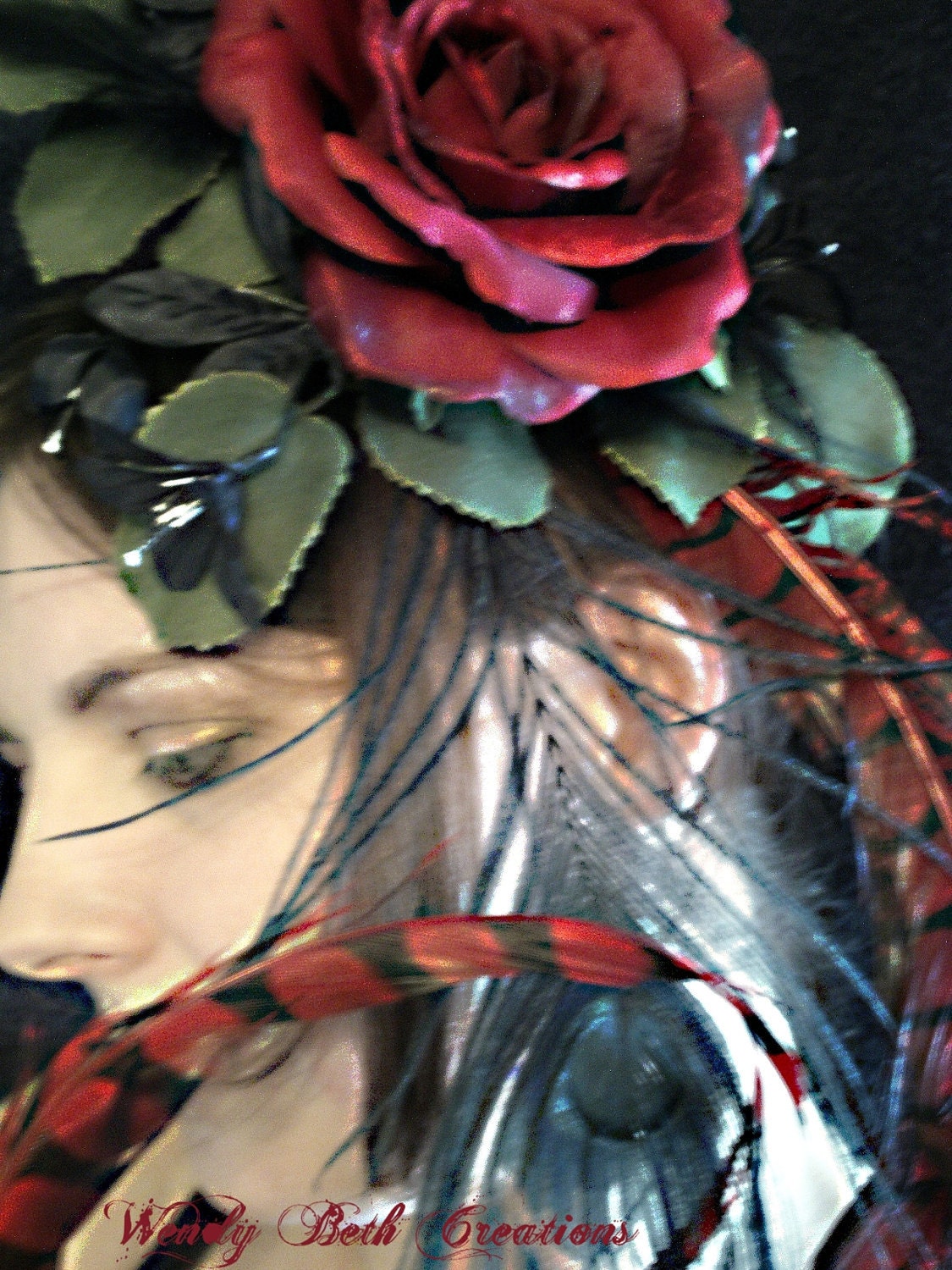 Ratri - Hindu Goddess of the Night Goth - Fae Goddess Hair Art Fascinator Clip