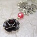 Rose Necklace - Ruby Red Crystal Accent - Neo Victorian Inspired Vintage Look Jewelry - Handmade and Designed by A Second Time