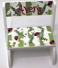 Personalized Step Stool- Dragonflies, Ladybugs, Bees