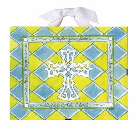 Baptism / Christening Gift - Green, Yellow and Blue