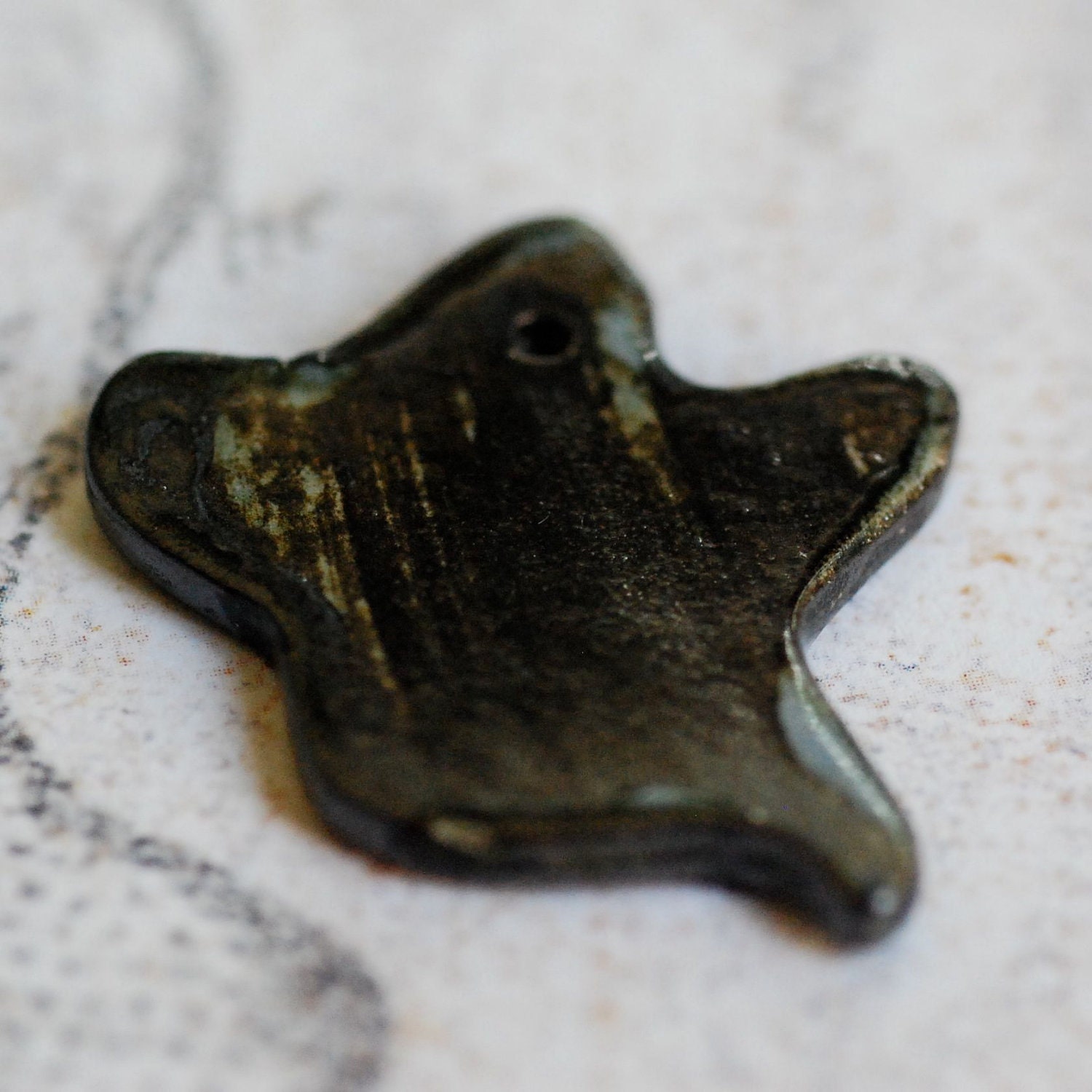Halloween Ghost Handmade Ceramic Porcelain Pendant Non-Textured Inky Blue Black Glaze