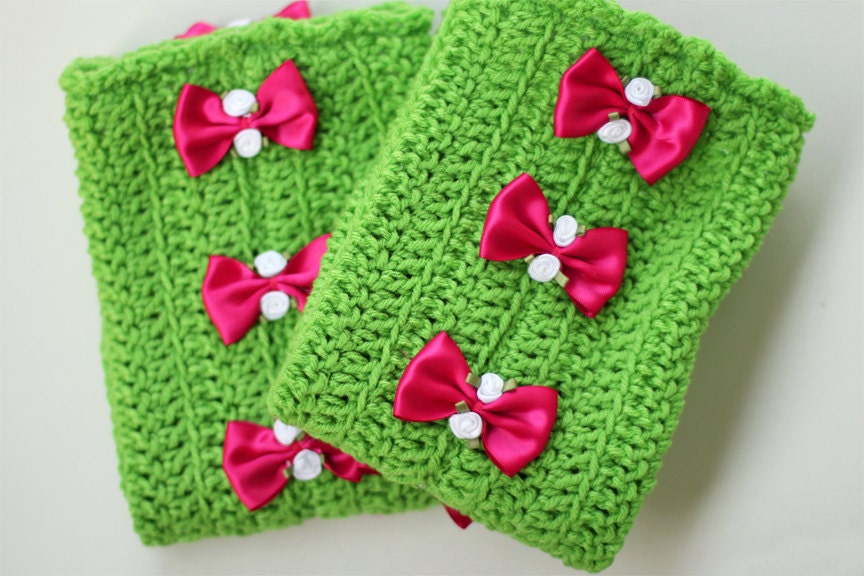OvertheKnee Leg Warmers with Bows Lots of by mademoisellemermaid
