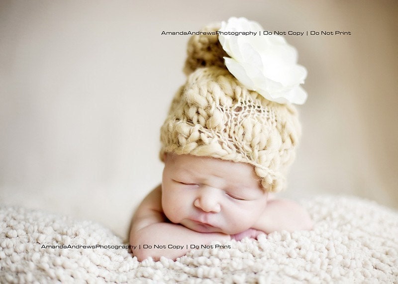 Flower Hair Clip Fascinator Elegant Solid Ivory Magnolia with Large Rhinestone for Infants to Women