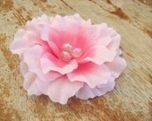 Clearance Light and Bright Pink Azalea Flower Fascinator Hair Clip with Beaded Center