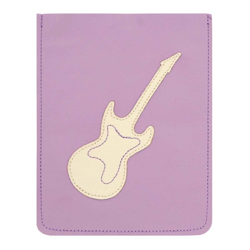 Mally Leather Sleeve Style Passport Holder Case - Beige Electric Guitar on Soft Purple