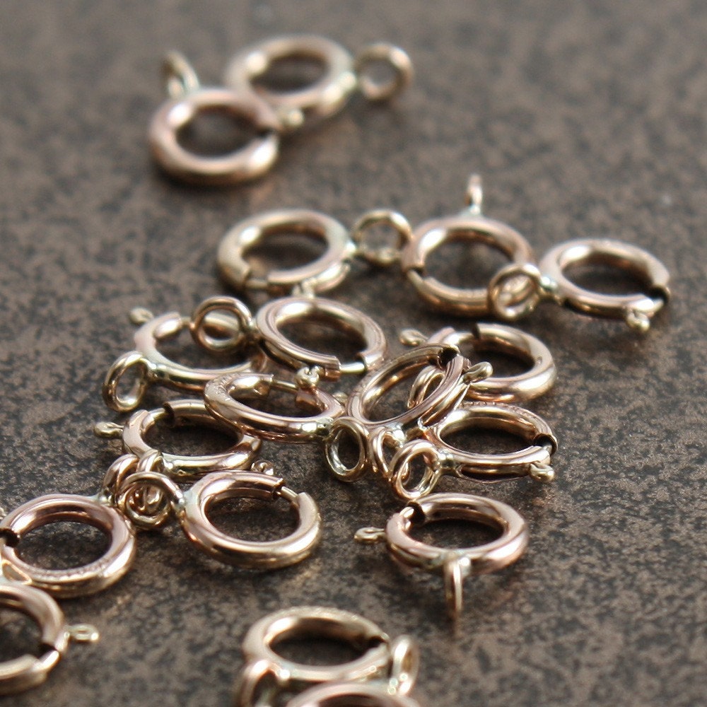 14k Rosy Gold Filled Spring Ring Clasps 5.5mm Closed Ring - 10 clasps
