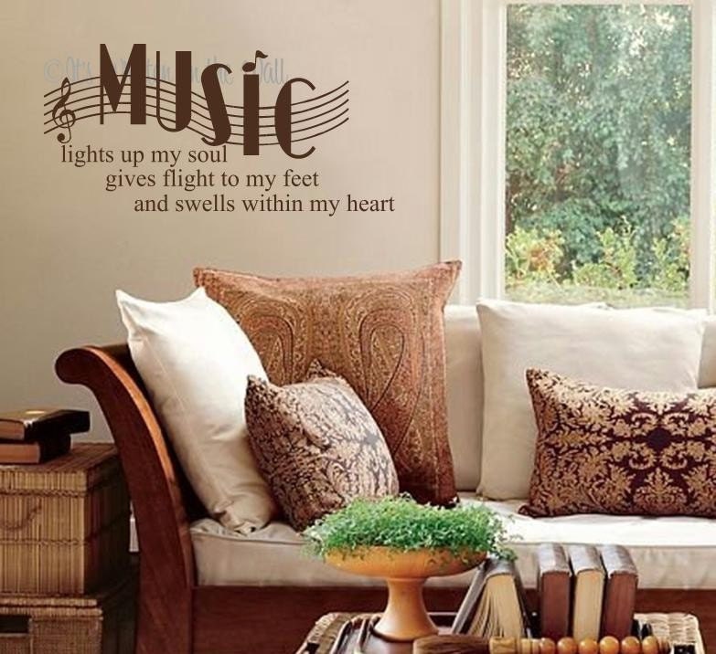 Music Lights up my soul, gives flight to my feet and swells within my heart  VINYL Lettering Wall Saying
