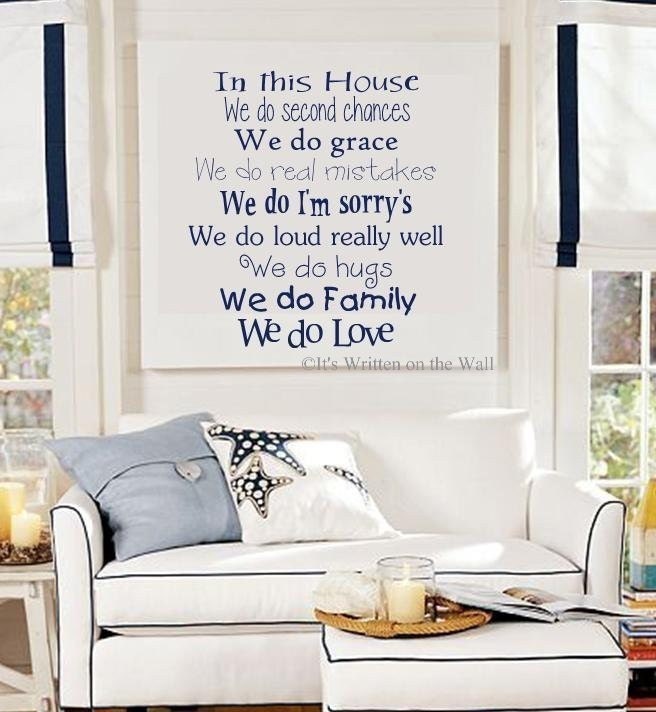 In this House We do second chances  18x16 Vinyl Lettering Wall Saying HAVE 61 COLORs-Ship is only 2.99 for UNLIMITED Items