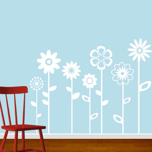 Flowers Wall Decal Vinyl Sticker Girl
