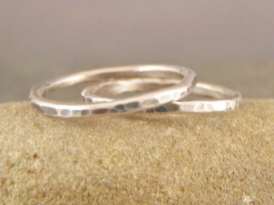 Stacking Rings, silver bands, Sterling Silver Stacking Rings, Set of Two