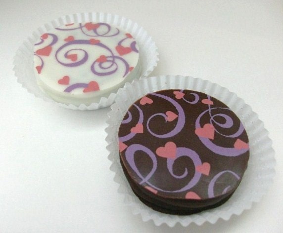 1 Dozen HEARTS AND SWIRLS Design Chocolate Covered Oreos Valentine Wedding Party Shower Birthday Anniversary