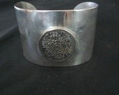 Silver coin cuff bracelet bangle large