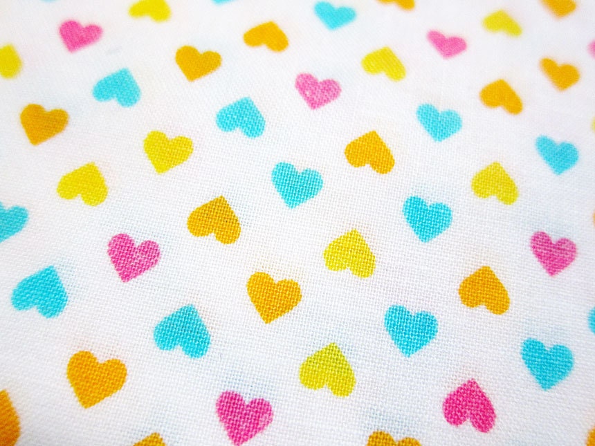 Rainbow Hearts Fabric - Kawaii Cotton Fabric - Half Yard