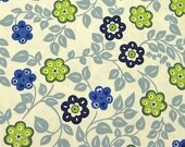 Japanese Cotton Fabric - Spring Bloom in Blue and Green - Half Yard