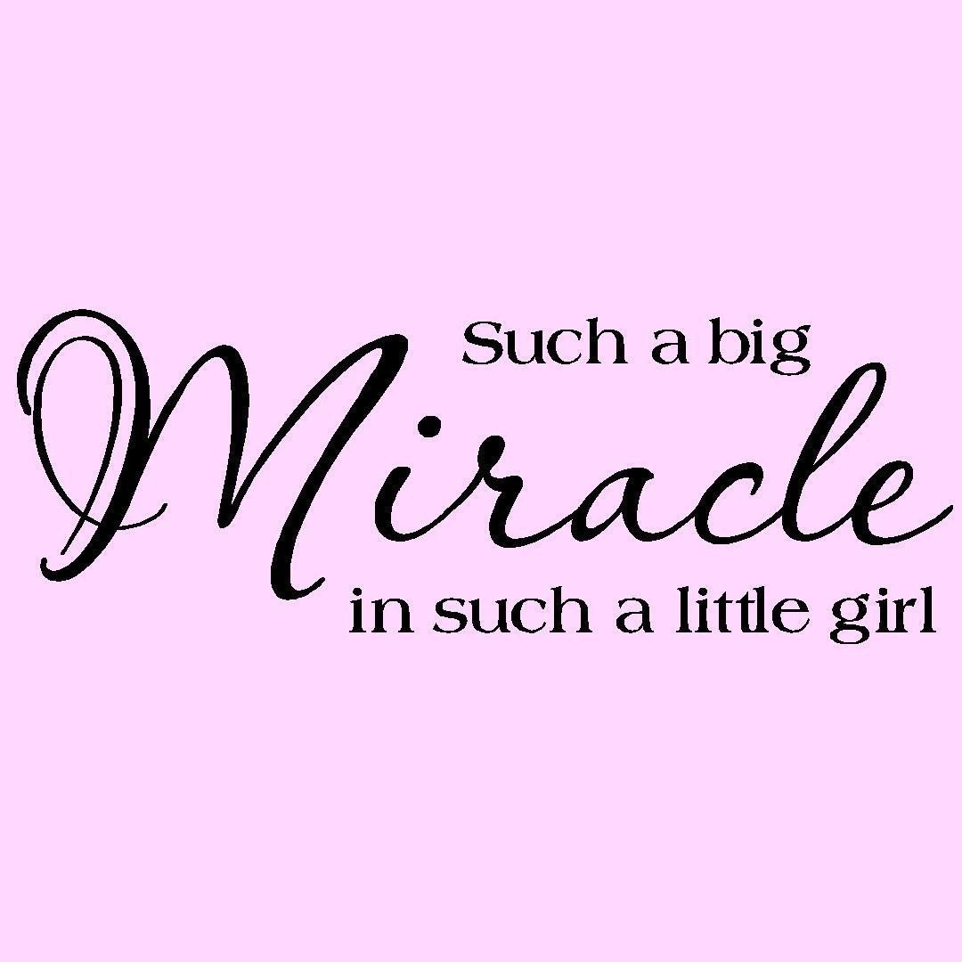 Such A Big Miracle In Such A Little Girl vinyl lettering wall saying home decor quote decal 10 tall x 28 wide