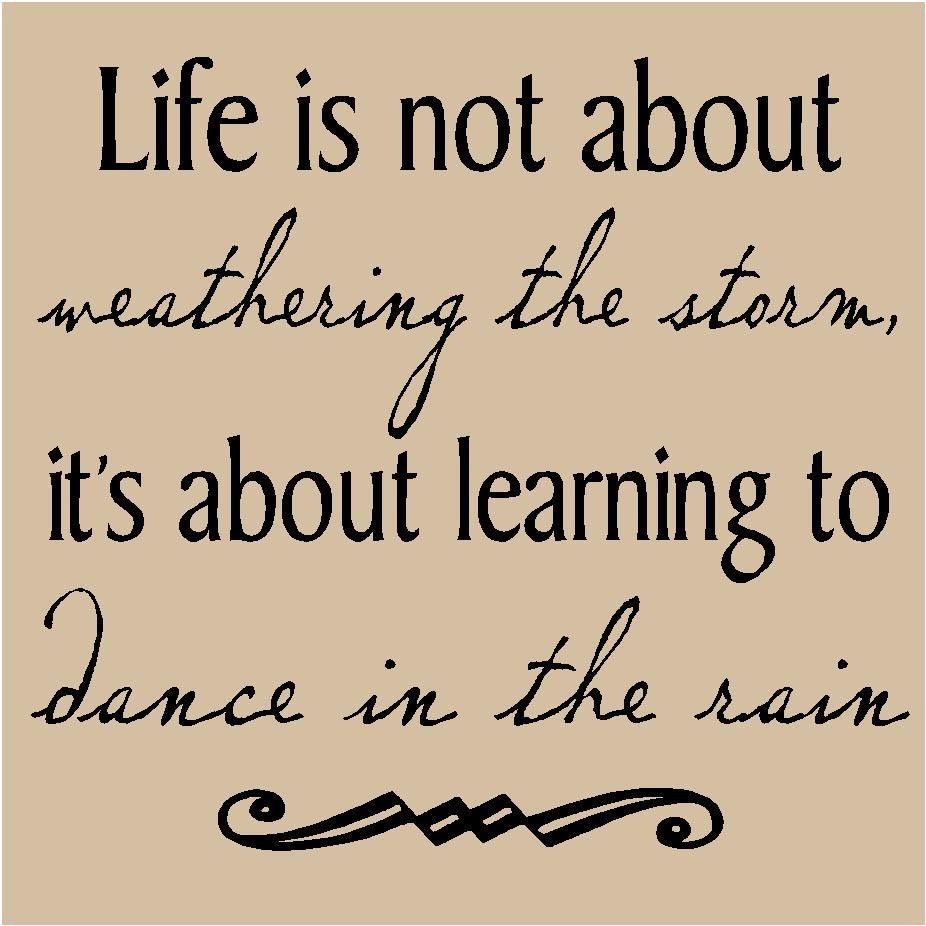 T72- Life is not about weathering the storm, it's about learning to dance in the rain 12x12  vinyl wall decals lettering words sayings quote