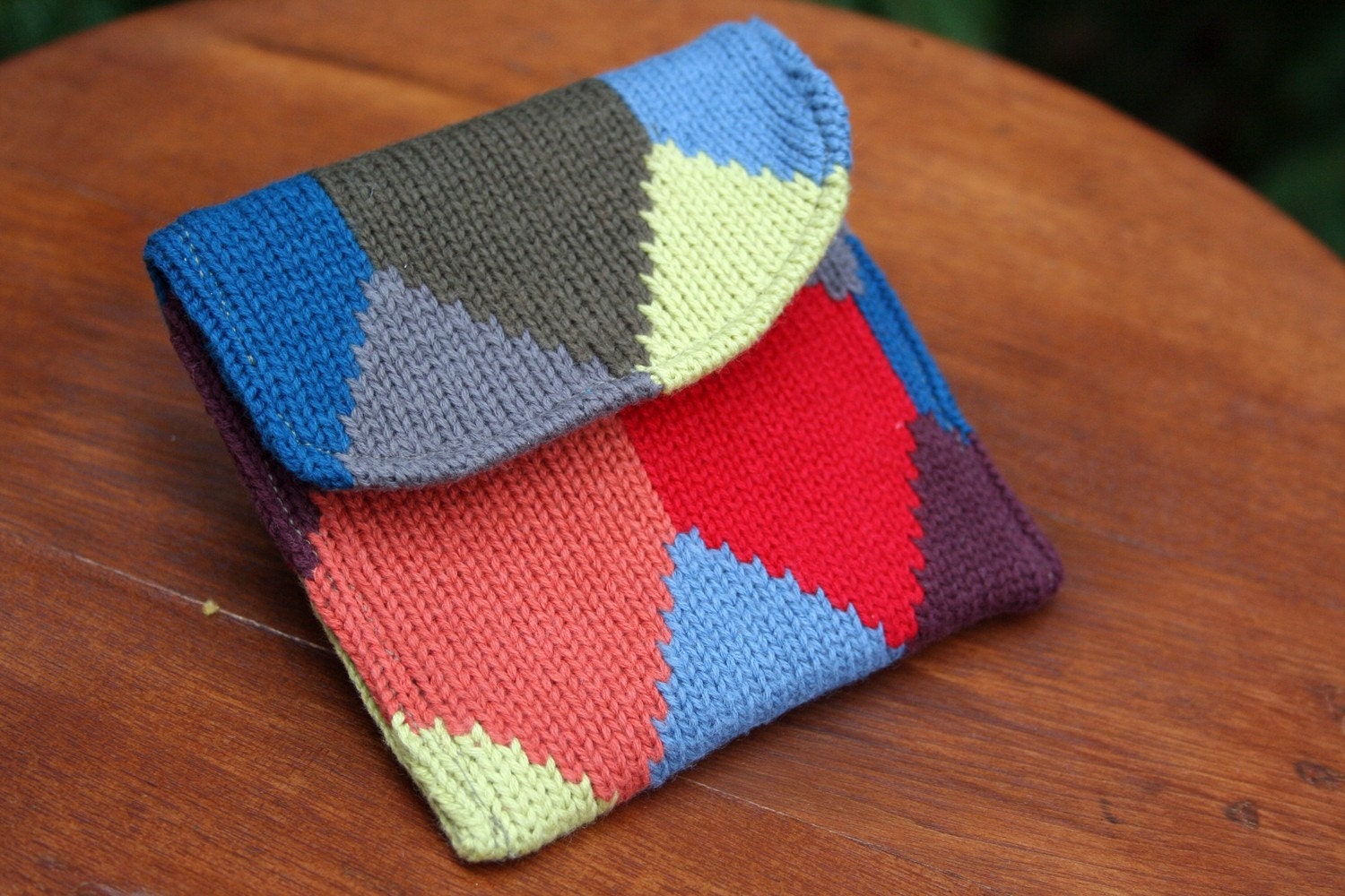 Coin purse - recycled cotton - diamond pattern