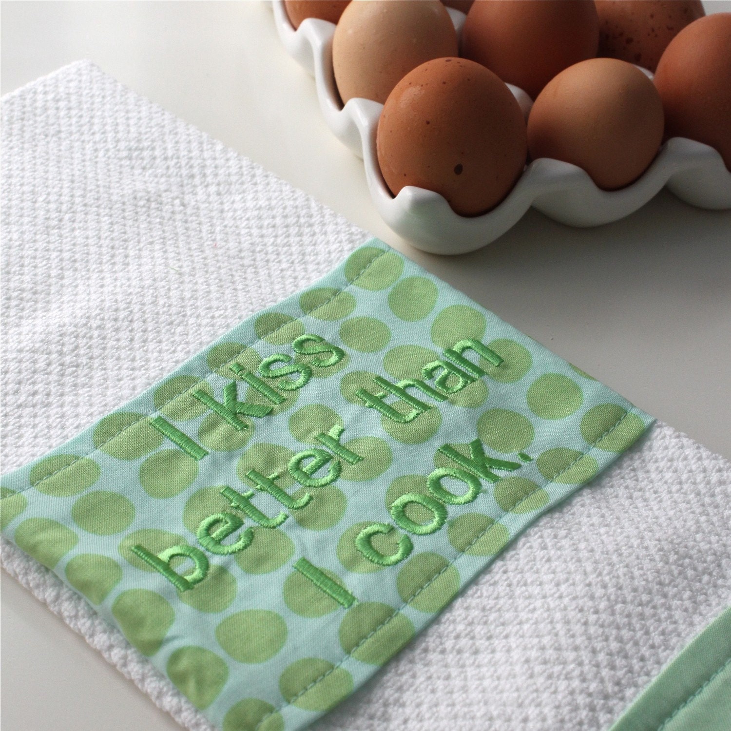 SALE 25% off - Kitchen Towel with Amy Butler Fabric and Embroidery